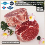 Beef Ribeye AUSTRALIA PR STEER (prime young cattle) frozen aged by producer brand AMH roast cuts 4" 10cm +/- 1.1kg price/kg (Scotch-Fillet / Cube-Roll)